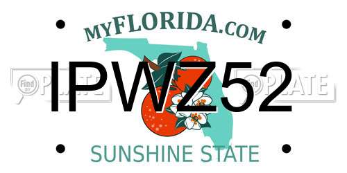 IPWZ52 Florida License Plate