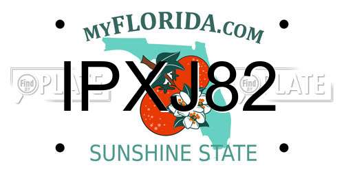 IPXJ82 Florida License Plate