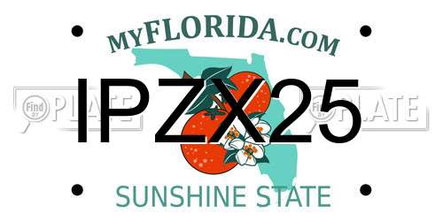 IPZX25 Florida License Plate