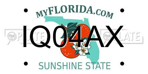 IQ04AX Florida License Plate