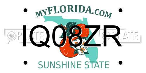 IQ08ZR Florida License Plate