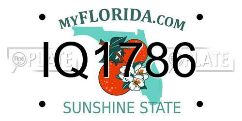 IQ1786 Florida License Plate
