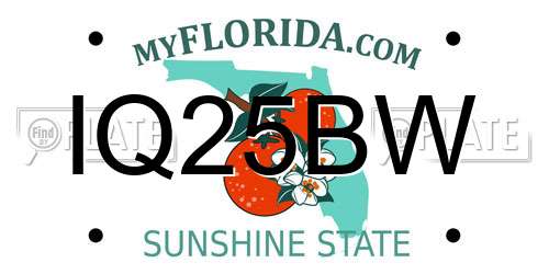 IQ25BW Florida License Plate