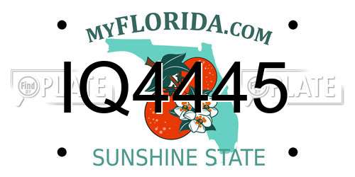 IQ4445 Florida License Plate
