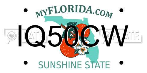 IQ50CW Florida License Plate