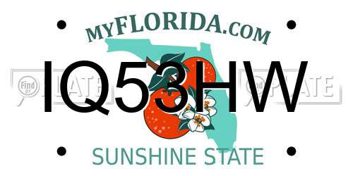 IQ53HW Florida License Plate