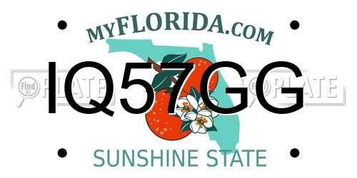 IQ57GG Florida License Plate