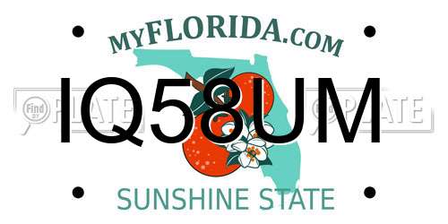 IQ58UM Florida License Plate