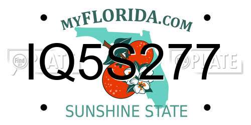IQ5S277 Florida License Plate