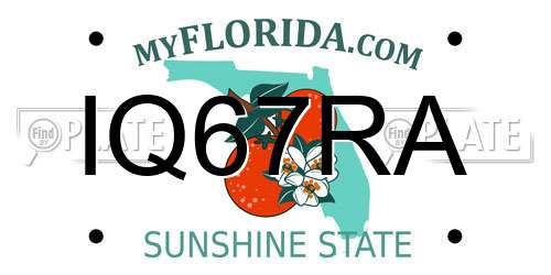 IQ67RA Florida License Plate