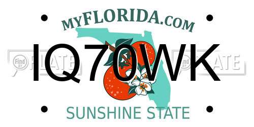IQ70WK Florida License Plate