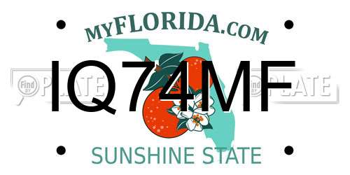 IQ74MF Florida License Plate