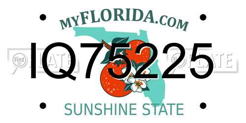 IQ75225 Florida License Plate