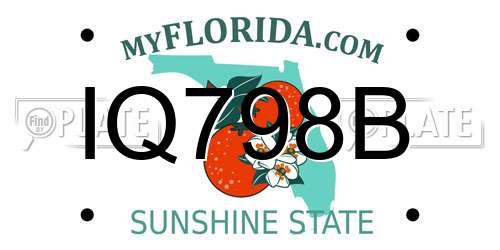 IQ798B Florida License Plate