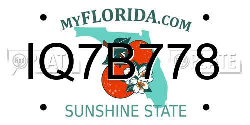 IQ7B778 Florida License Plate