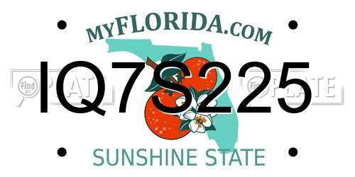 IQ7S225 Florida License Plate