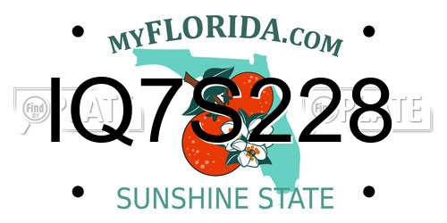 IQ7S228 Florida License Plate