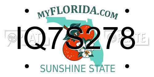 IQ7S278 Florida License Plate