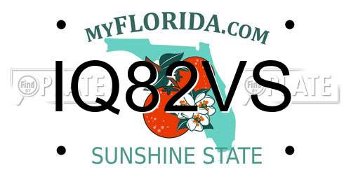 IQ82VS Florida License Plate