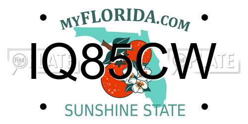 IQ85CW Florida License Plate