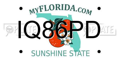 IQ86PD Florida License Plate