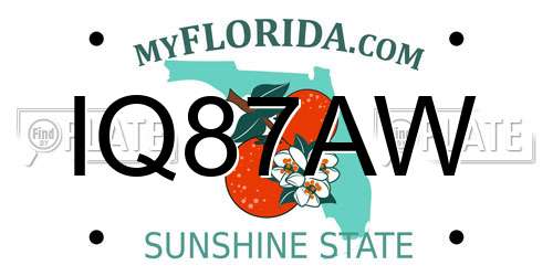 IQ87AW Florida License Plate