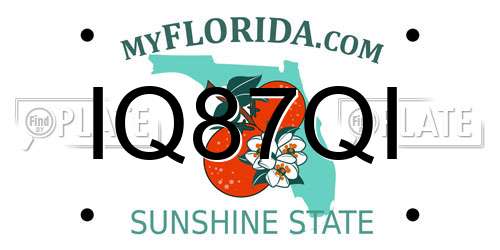 IQ87QI Florida License Plate