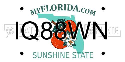 IQ88WN Florida License Plate