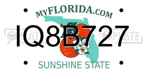 IQ8B727 Florida License Plate
