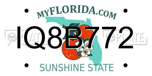IQ8B772 Florida License Plate