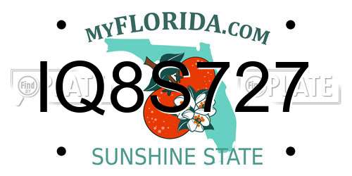 IQ8S727 Florida License Plate