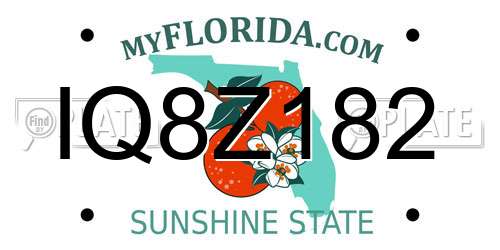 IQ8Z182 Florida License Plate