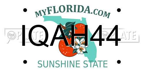 IQAH44 Florida License Plate