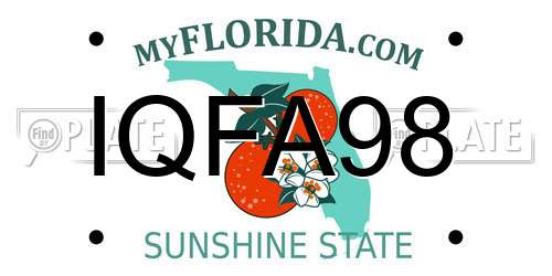 IQFA98 Florida License Plate