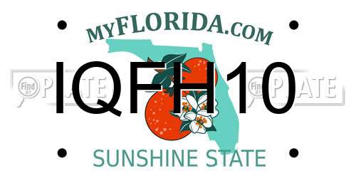 IQFH10 Florida License Plate