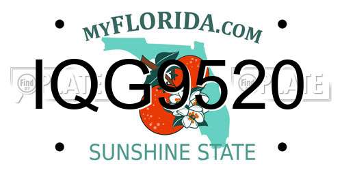 IQG9520 Florida License Plate