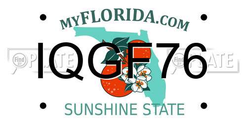 IQGF76 Florida License Plate