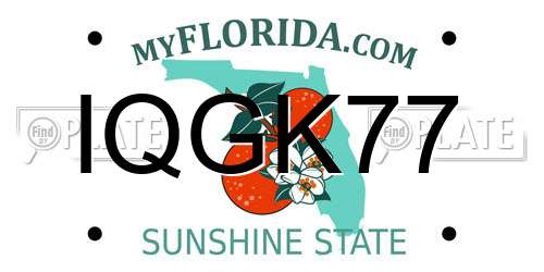 IQGK77 Florida License Plate