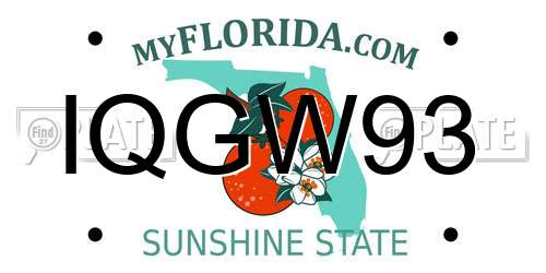IQGW93 Florida License Plate