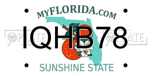 IQHB78 Florida License Plate