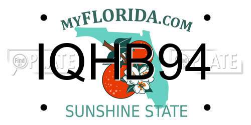 IQHB94 Florida License Plate