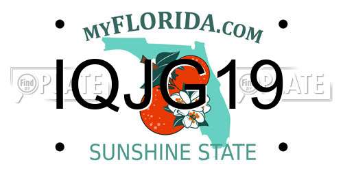 IQJG19 Florida License Plate