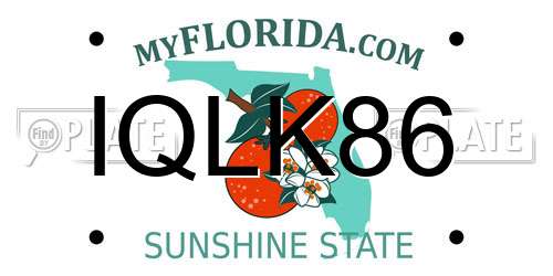 IQLK86 Florida License Plate