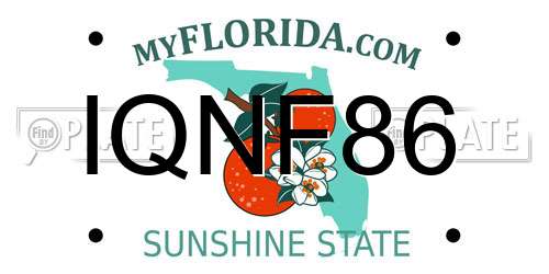 IQNF86 Florida License Plate