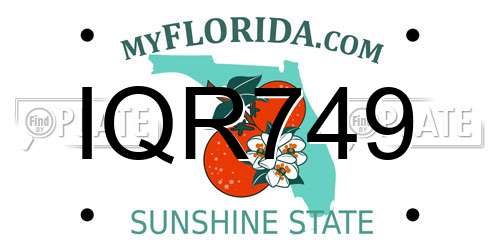 IQR749 Florida License Plate