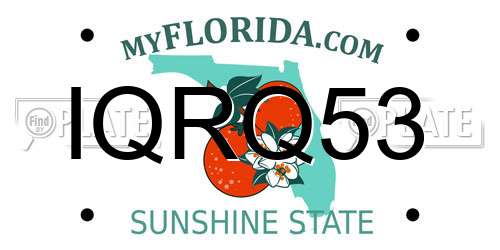 IQRQ53 Florida License Plate