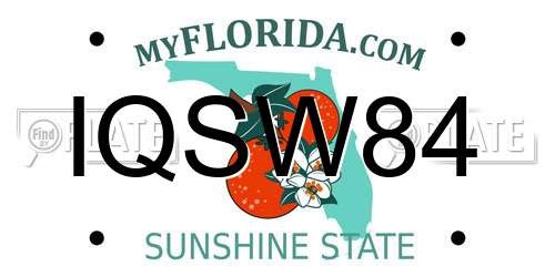 IQSW84 Florida License Plate