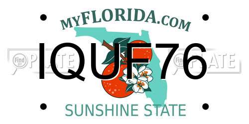 IQUF76 Florida License Plate