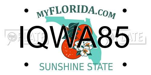 IQWA85 Florida License Plate