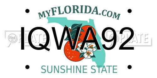 IQWA92 Florida License Plate